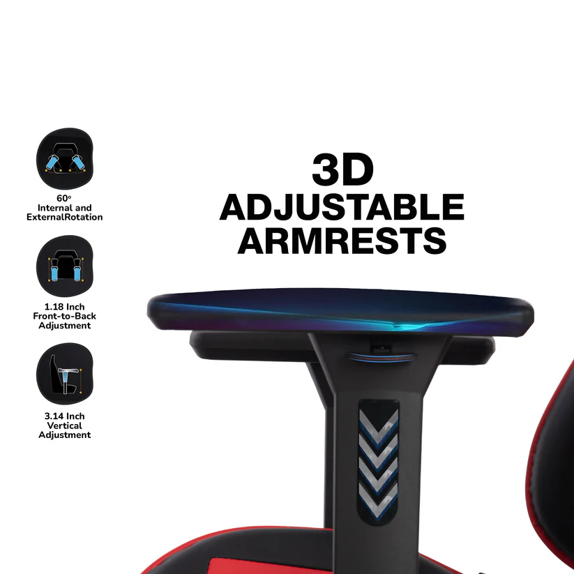 Premium Leather 3D Adjustable Armrests Gaming & Office Chair | Black & Red