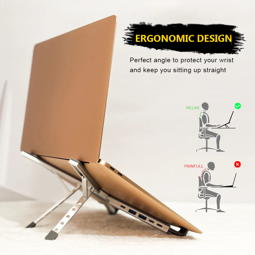 Katana Foldable Compact Ergonomic Laptop Stand with Docking Station